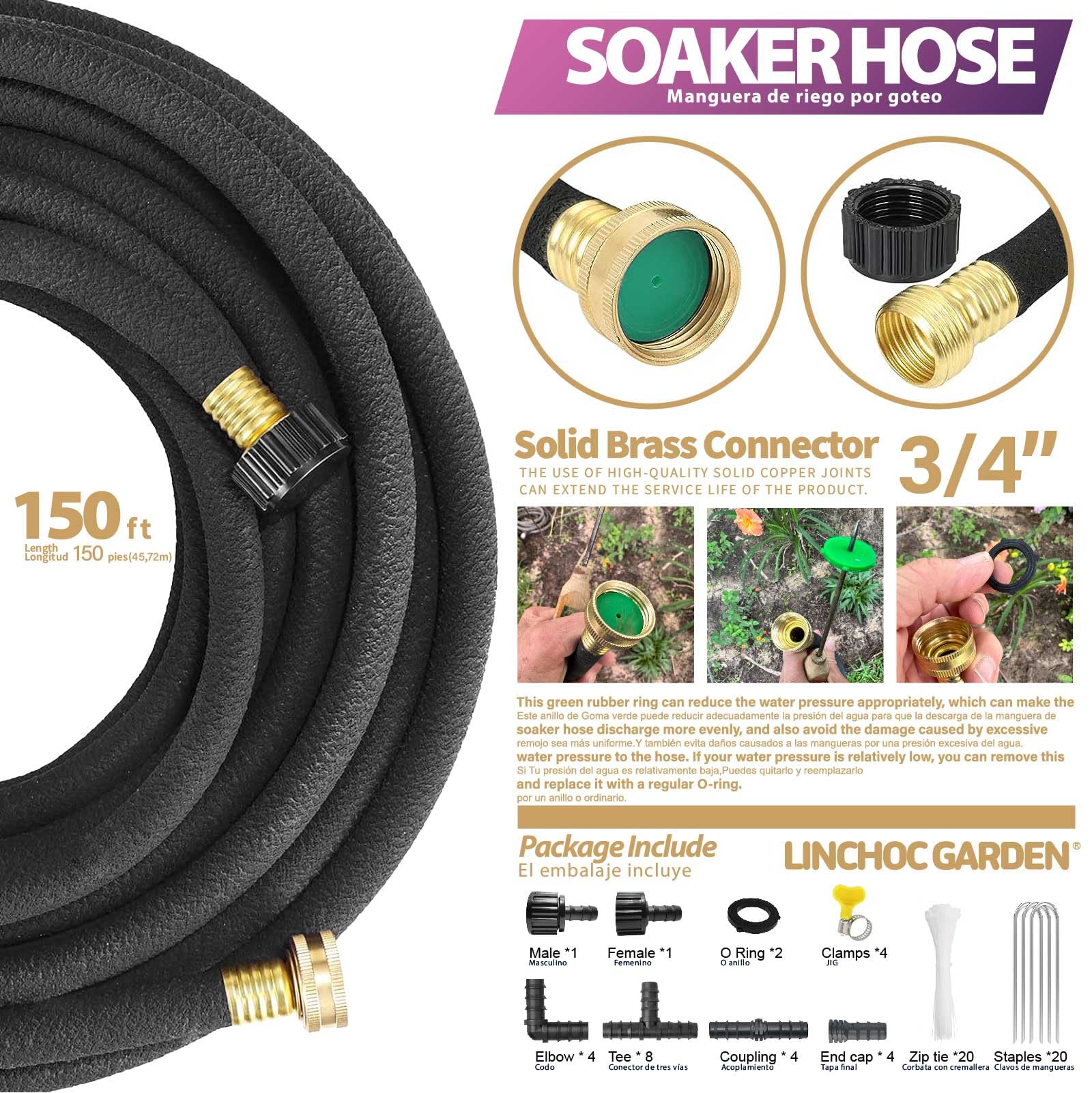 LICNCHOC GARDEN connectors and fittings prevent leaks and simplify installation.