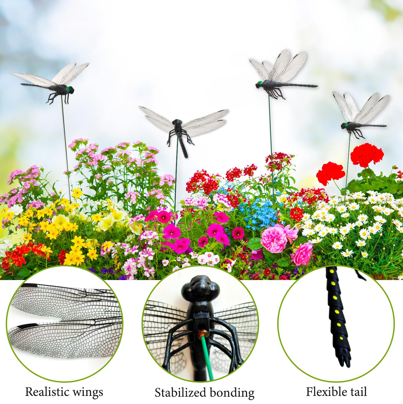 Lidengle dragonfly stake adjustable tail adds lifelike movement from a distance