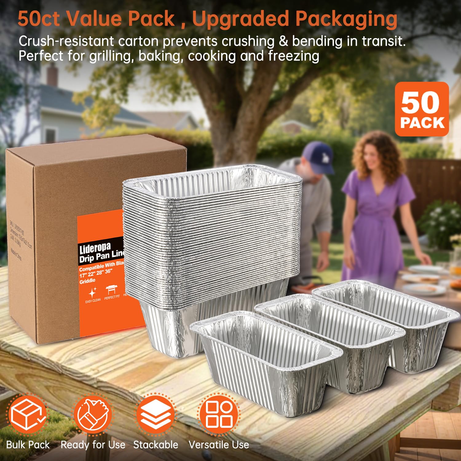 Sturdy carton packaging protects Lideropa liners during transit and storage.