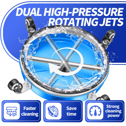 LidoDola surface cleaner with four wheels enables smooth movement across patios.