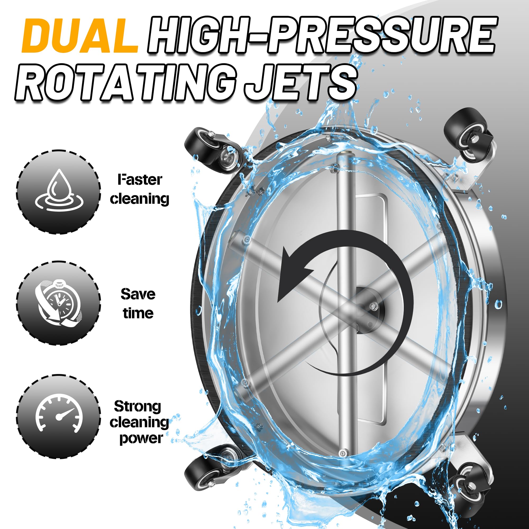 Lidodola dual spinning nozzles enable fast, even cleaning.