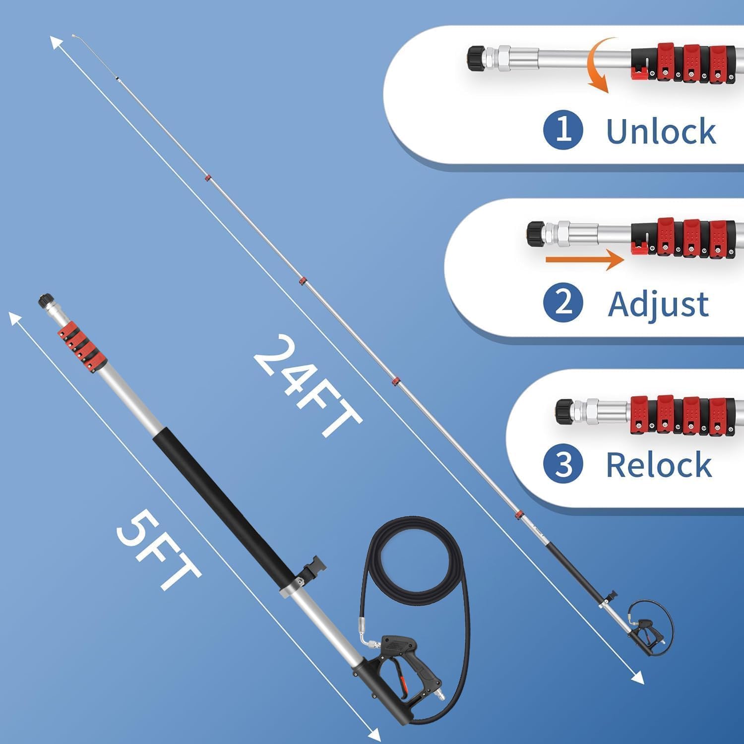LidoDola extension wand kit includes two pieces for versatile cleaning.