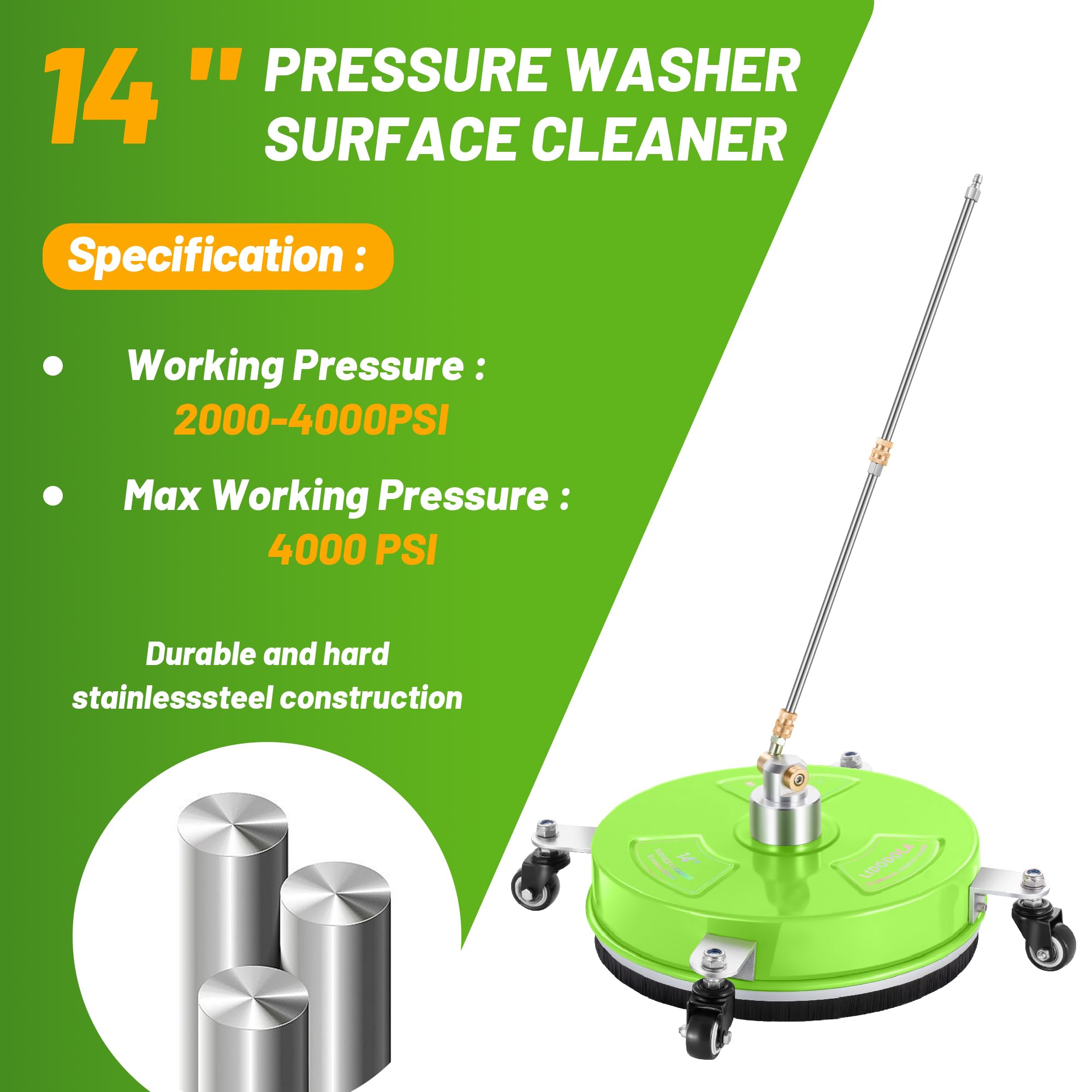 LidoDola PWS14G four-wheel design for easy movement