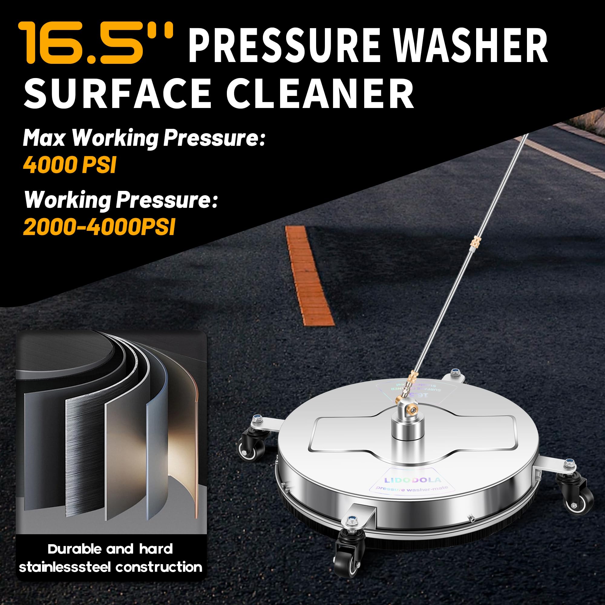 Lidodola PWS16.5 stainless steel body for durable outdoor cleaning