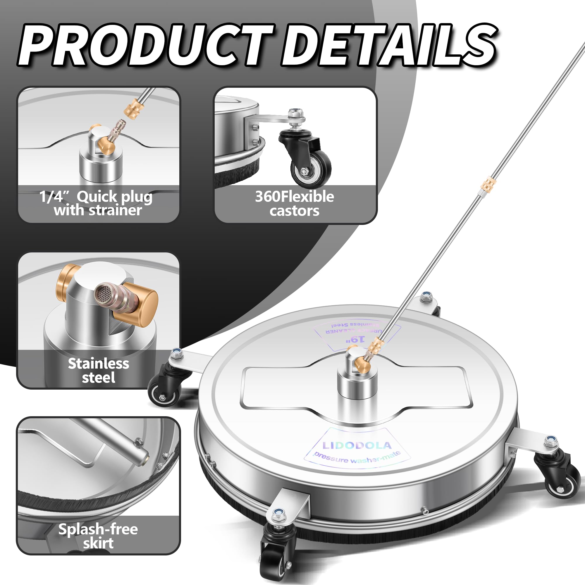Lidodola weighted base ensures stable, frustration-free operation.