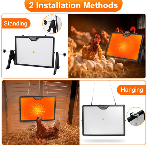 Lieberwell coop heater shown in standing installation for flexible placement.