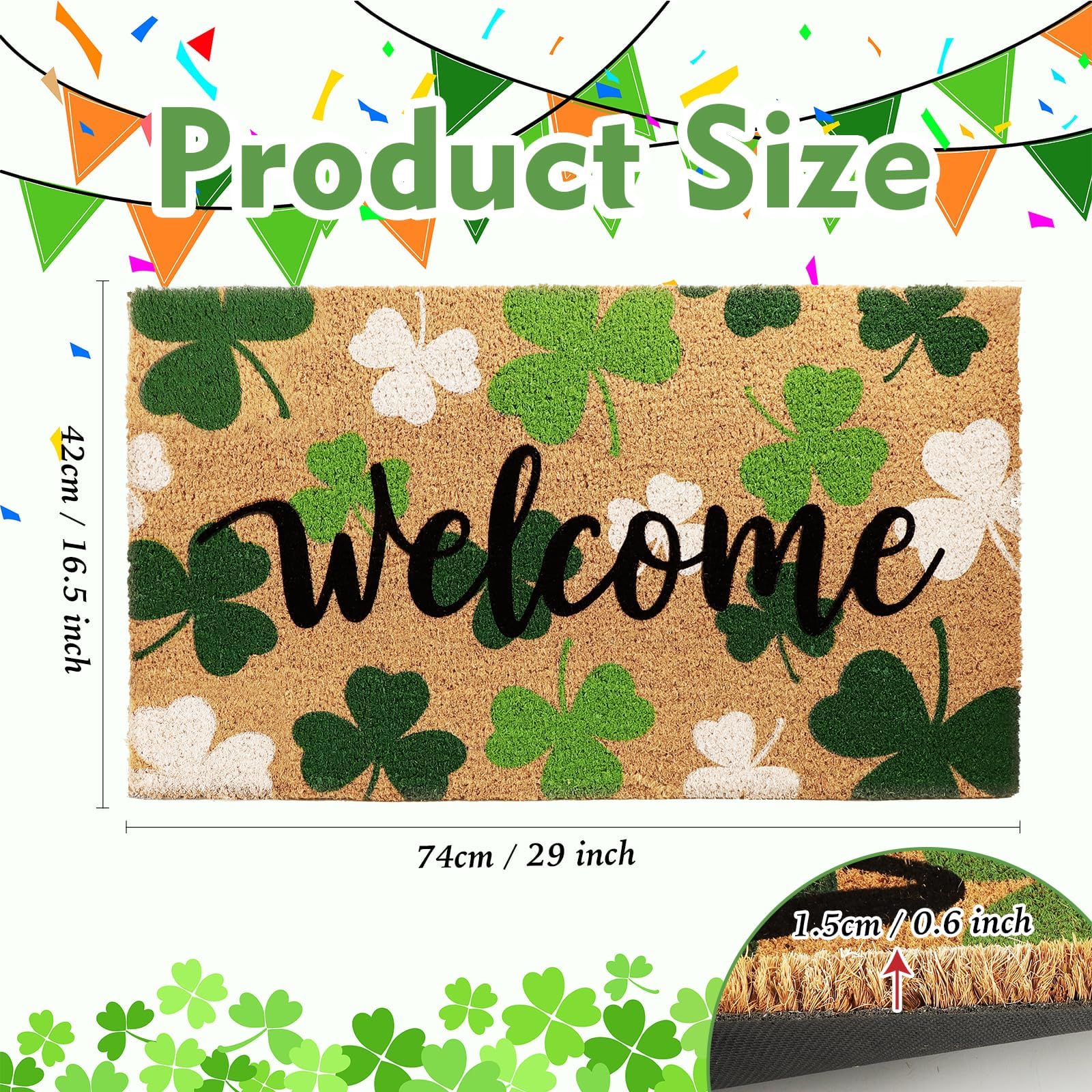 Liengoron Coir shamrock doormat with non-slip backing stays secure at entry.