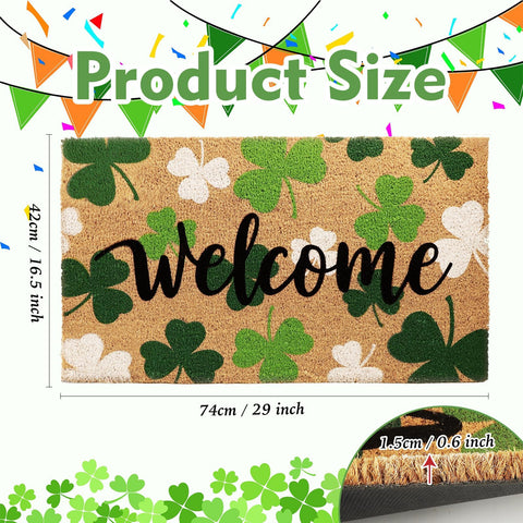 Liengoron Coir shamrock doormat with non-slip backing stays secure at entry.