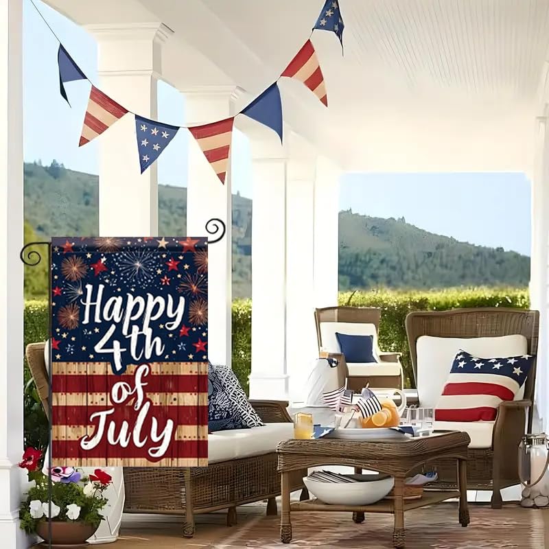 LienzoFest patriotic burlap garden flag 12x18 adds festive outdoor charm.