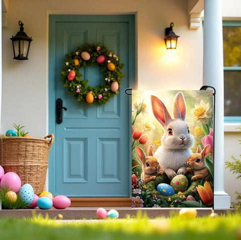LienzoFest double-sided Easter flag delivering clear prints from both sides.