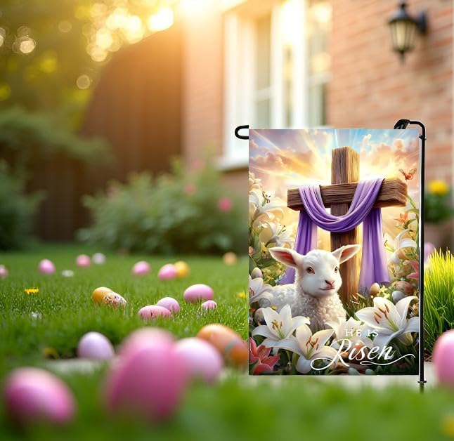 Lienzo-Fest Easter garden flag 12x18 double-sided design visible from any angle.