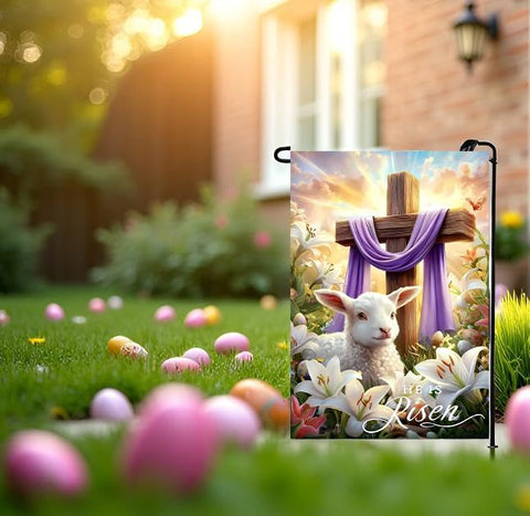Lienzo-Fest Easter garden flag 12x18 double-sided design visible from any angle.