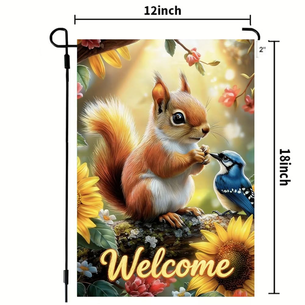 LienzoFest floral butterfly squirrel flag brightens spring yards with cheerful wildlife motifs.