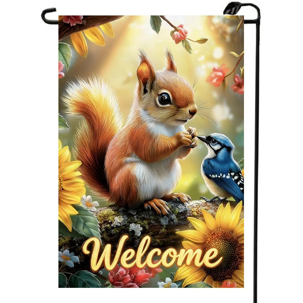 LienzoFest Spring Summer Welcome flag showcases woodland design to boost outdoor curb appeal.