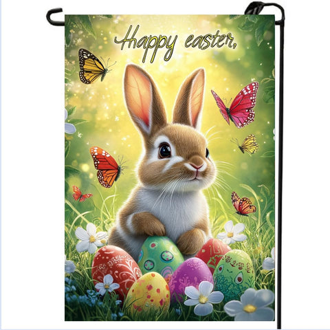 LienzoFest Easter flag with double-sided bunny design for porch decor