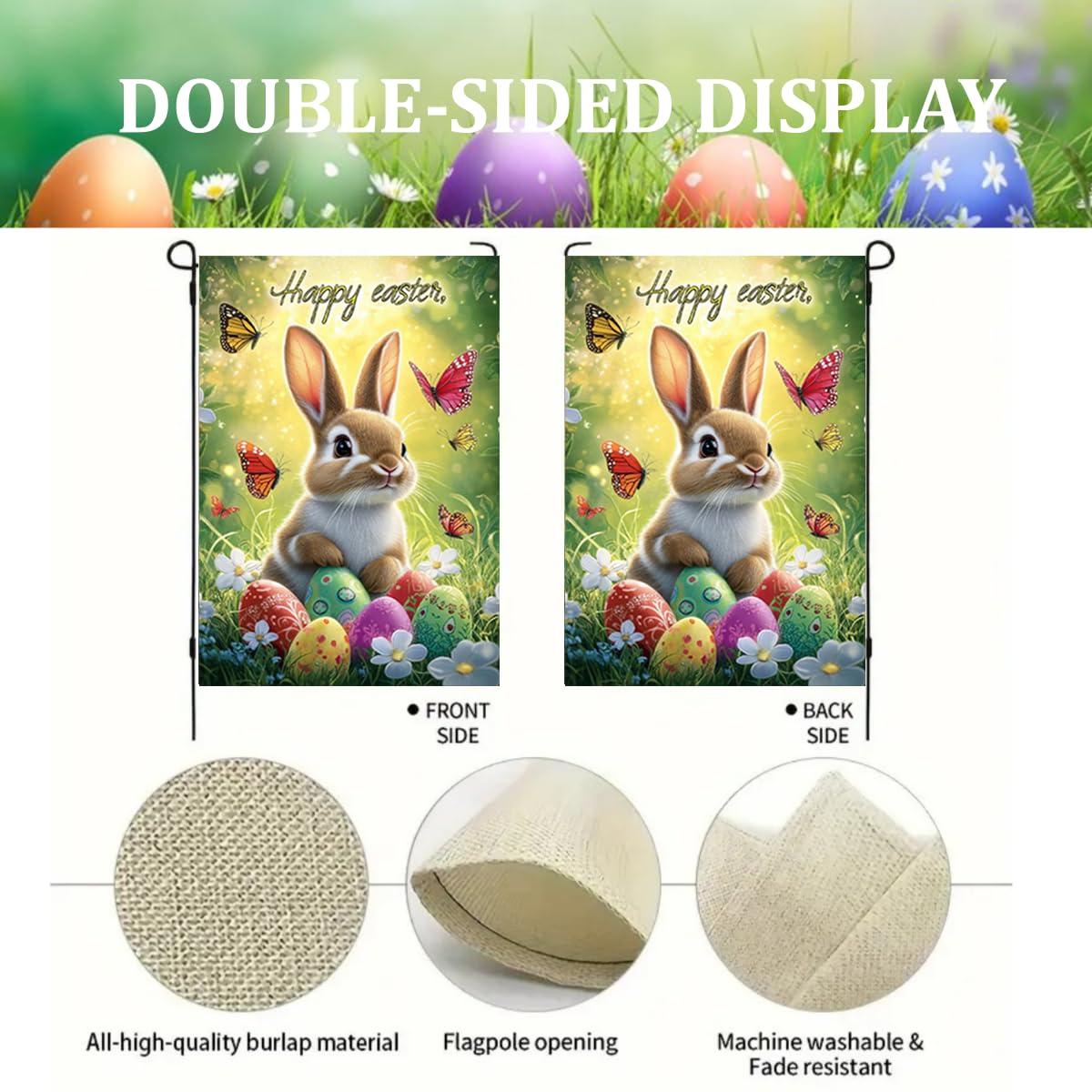 LienzoFest bunny-eggs-flowers scene ideal for garden