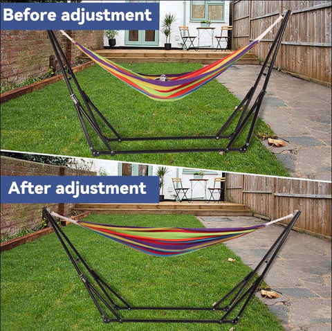 LIEVIM hammock sturdy steel frame supports up to 616 lbs.
