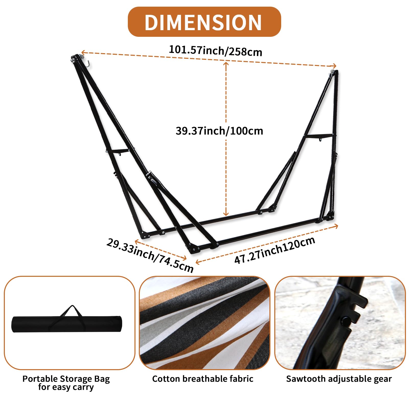 LIEVIM hammock folds into a compact bag for portability.