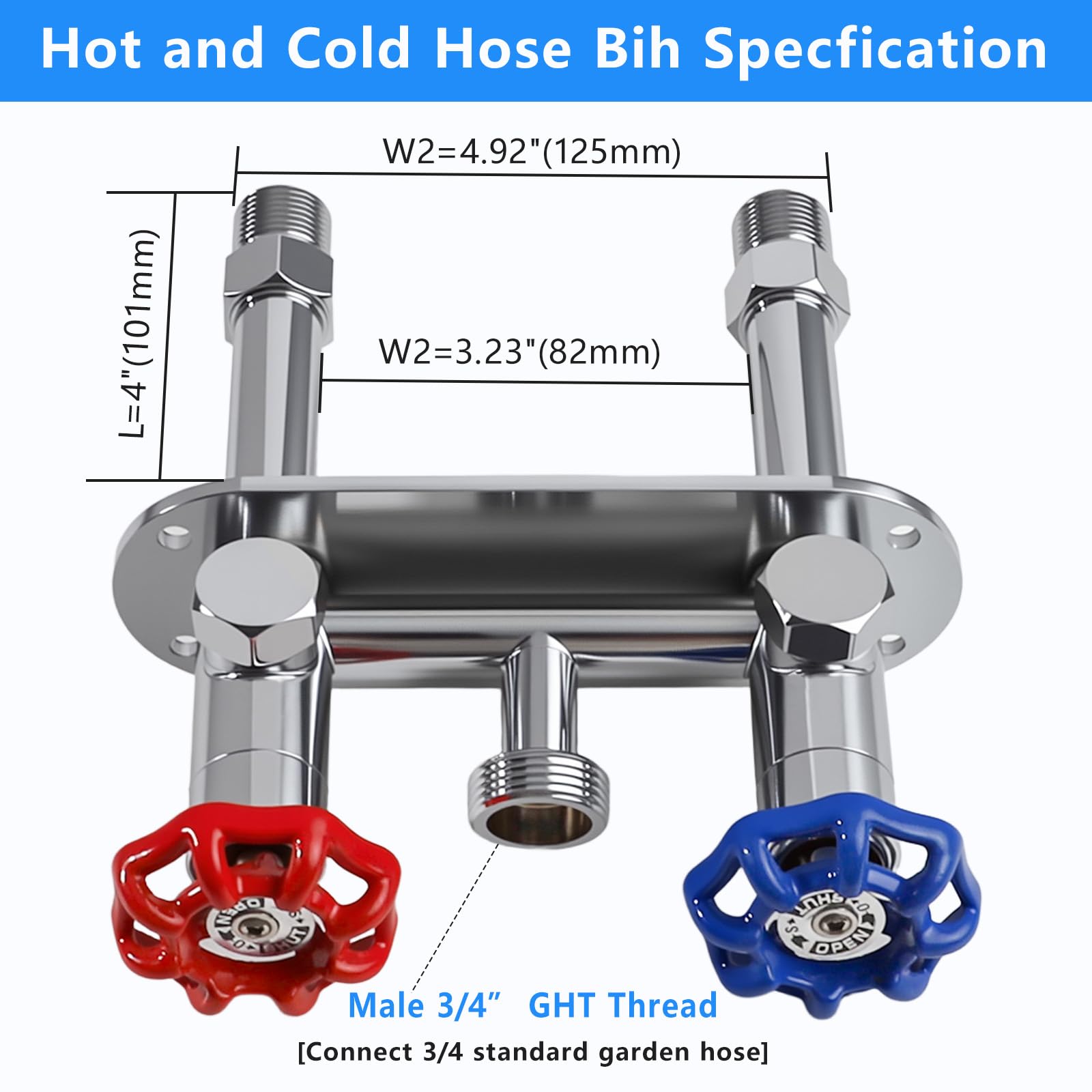 Lifarsculp 1/2 MIP x 3/4 GHT hose bib connection for universal compatibility.