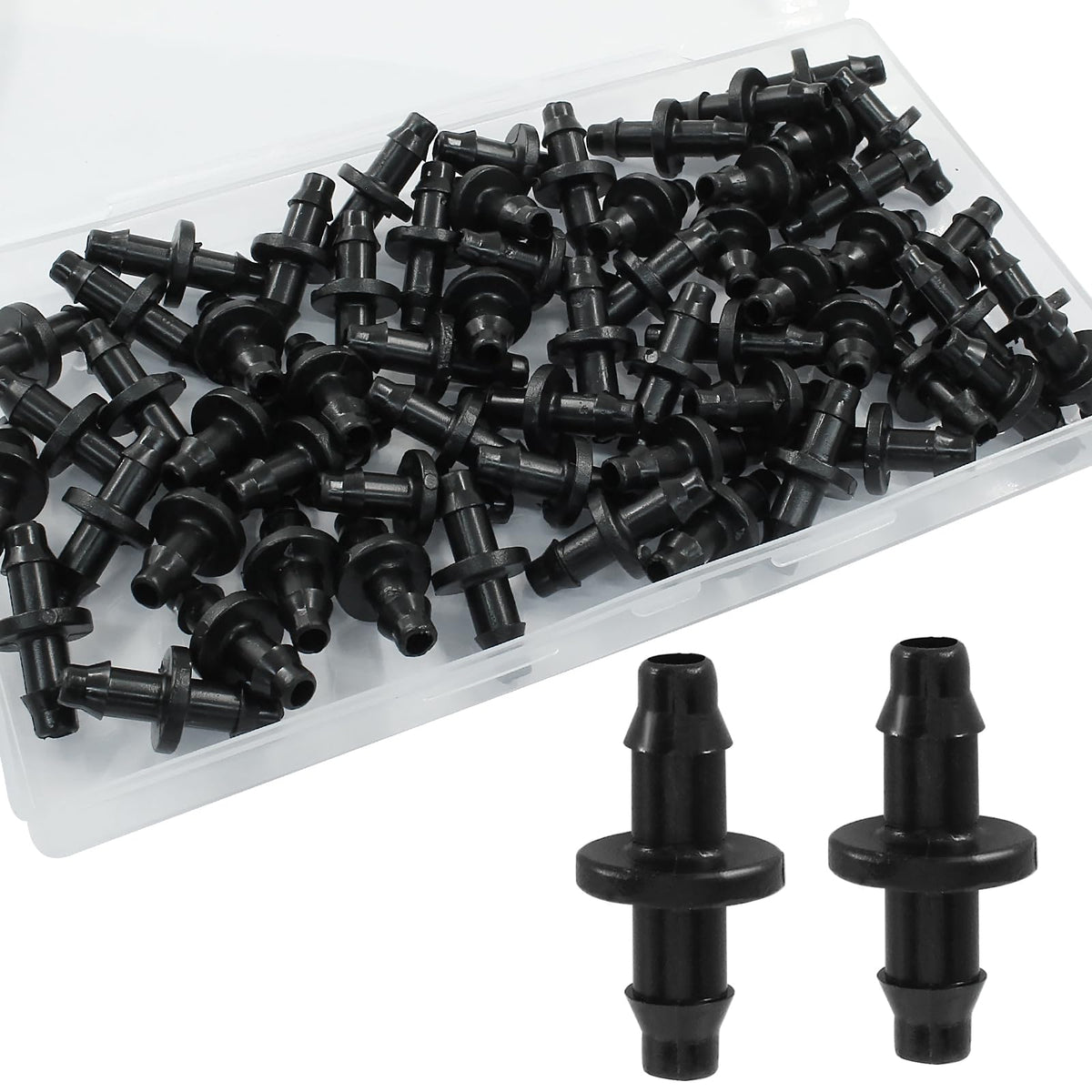 LifCratms barbed coupling fittings for 1-4 inch tubing provide a secure, leak-free irrigation connection.