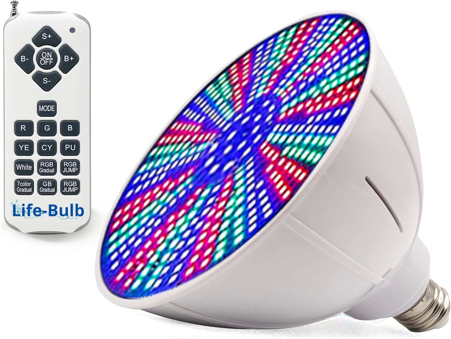 Life-Bulb 120V RGB pool light delivering vibrant colors for nighttime swimming ambiance