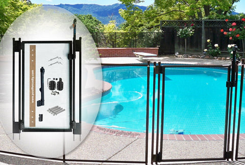 Life Saver Pool Fence DIY gate with magnetic latch for secure closures.