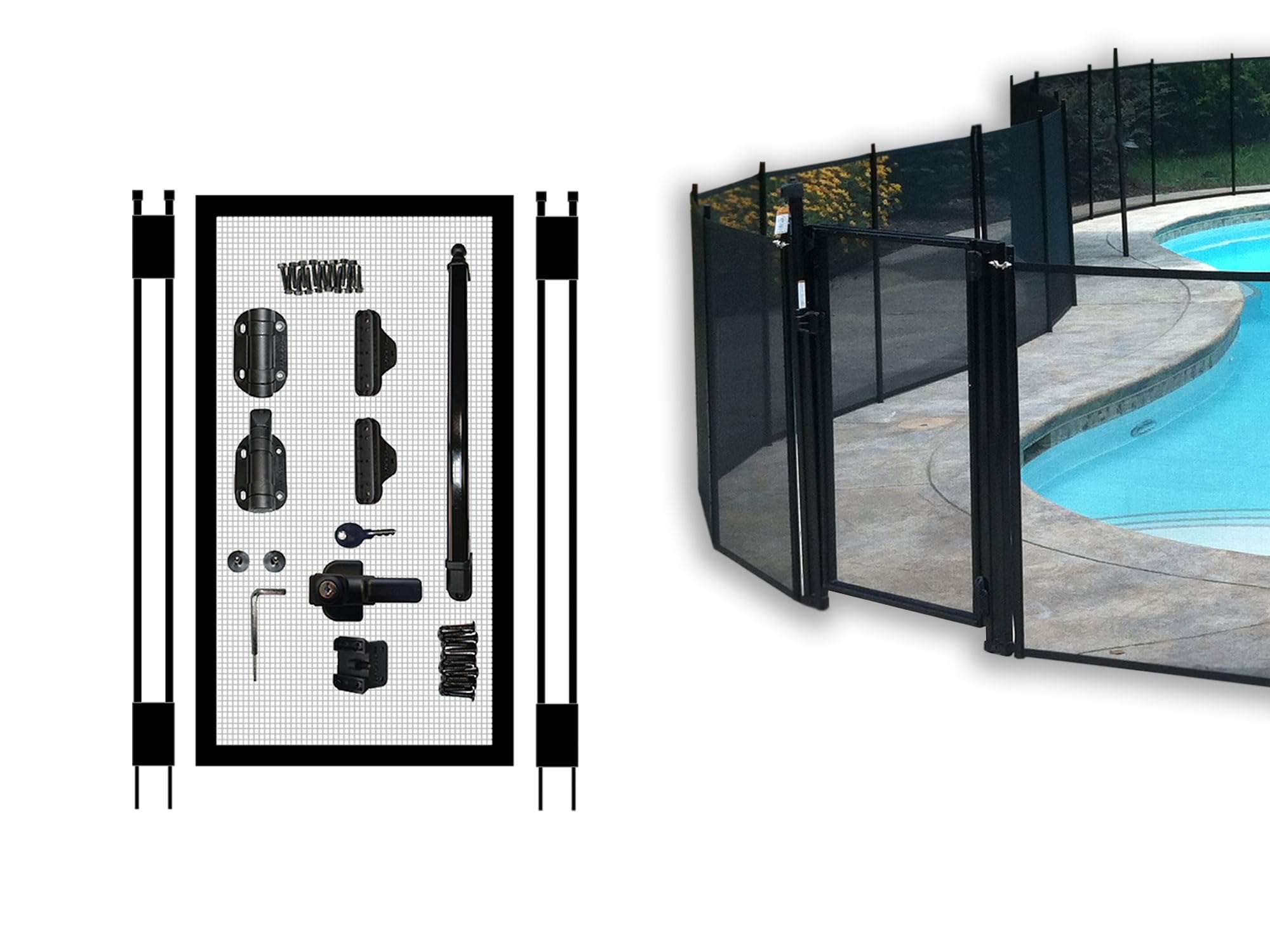 Life Saver Pool Fence DIY gate with self-closing action for safer pool access.
