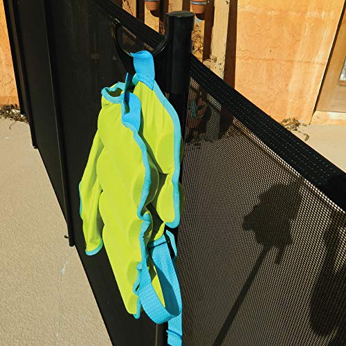Life Saver Omni-Hanger stores pool toys and gear along the fence line