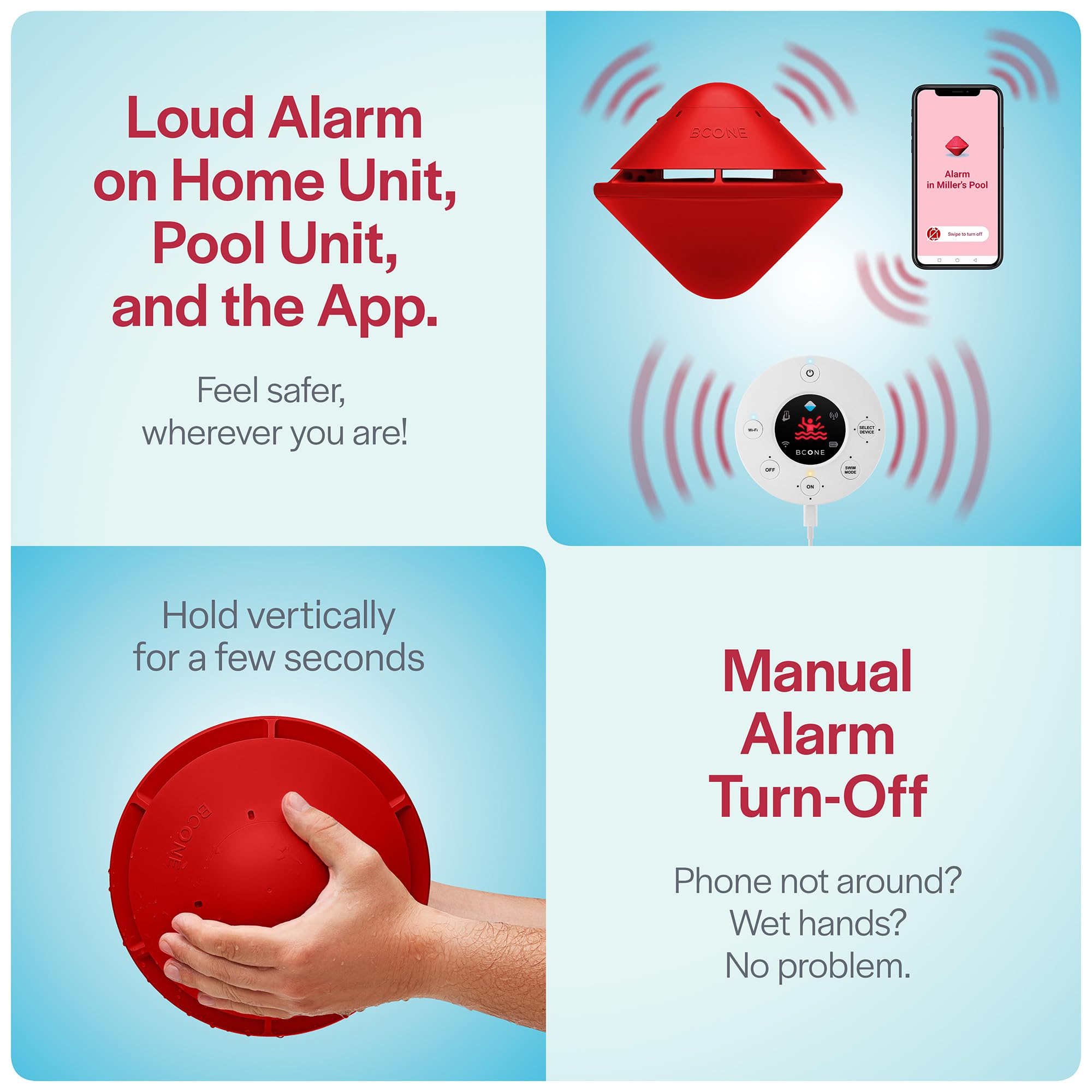 Lifebuoy BCONE swim mode activated during swimming to pause alerts.