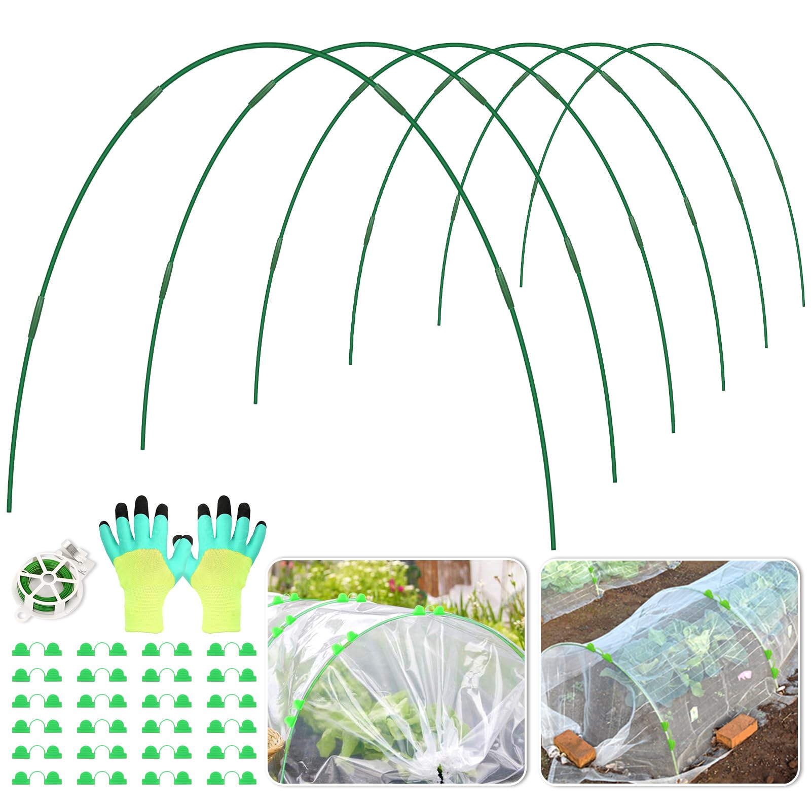 LifeisLuck 30-piece garden hoops assembled tunnel for raised beds and quick setup