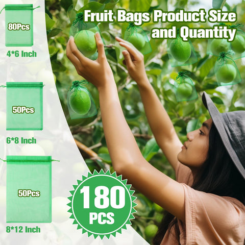 LifeisLuck 8x12 inch fruit bags showing breathable organza mesh for fresh-looking produce.