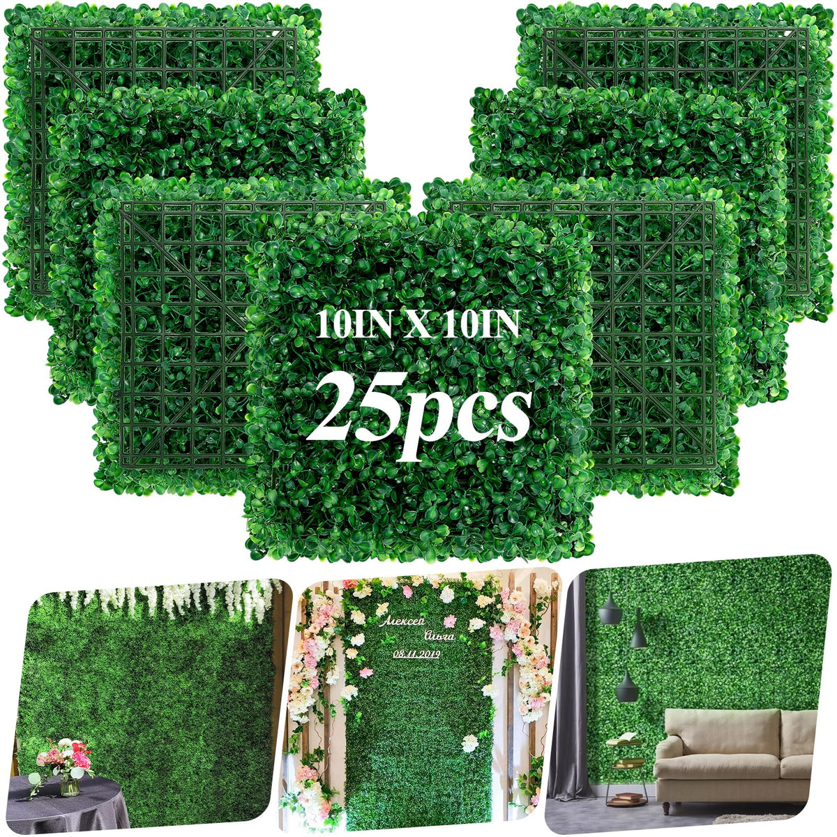 LifeisLuck artificial grass wall panel with dense leaves creates a private backdrop