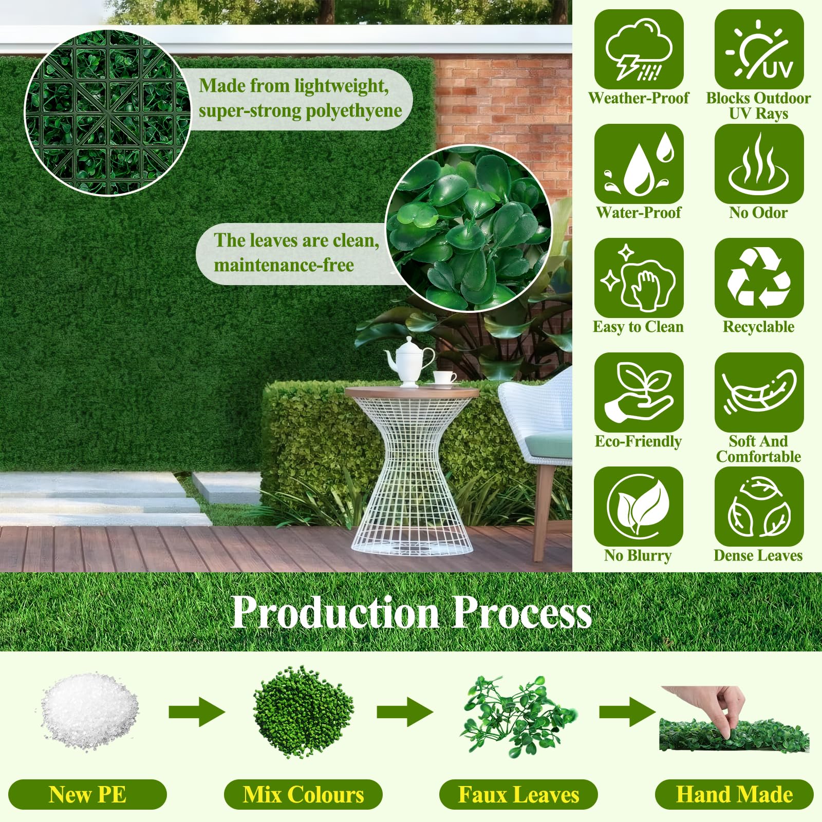 LifeisLuck boxwood hedge panel stands up to sun with UV protection for outdoors