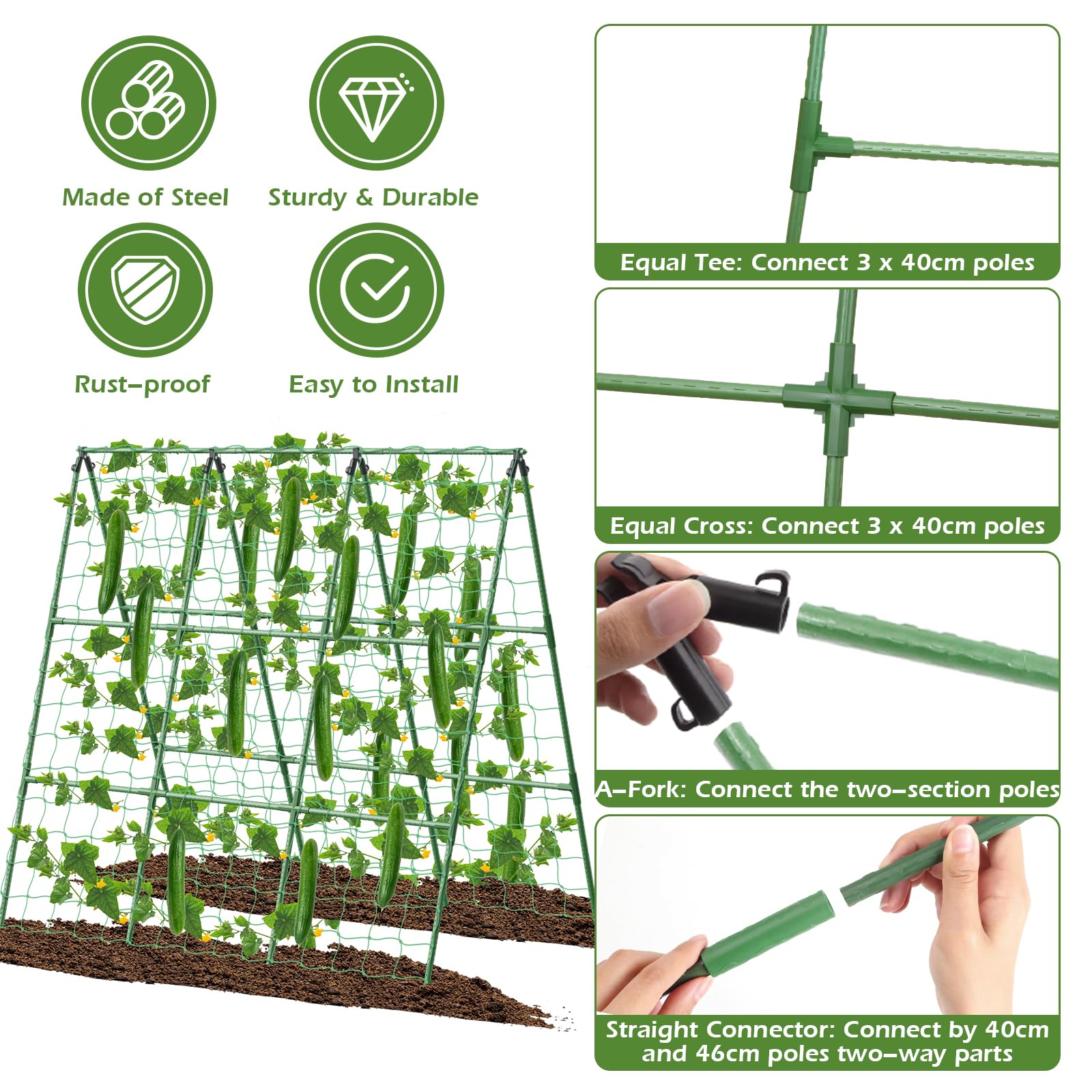 LifeisLuck A-frame structure enhances air flow and sun exposure for vegetables.