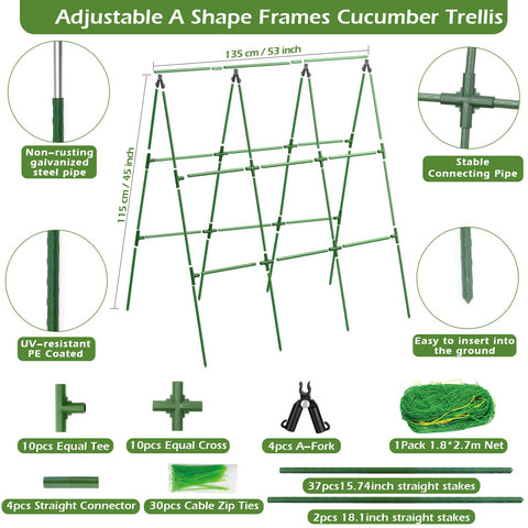 LifeisLuck adjustable trellis size adapts to garden space for cucumbers and beans.