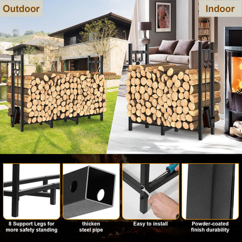 LifeisLuck firewood rack eight-leg stability assembly close-up