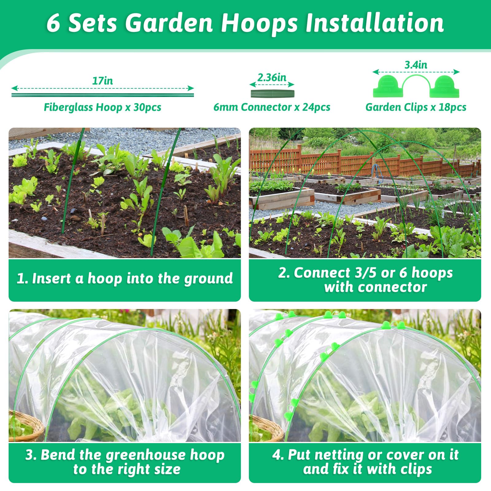LifeisLuck indoor/outdoor hoops support shade cloth and nets for protection