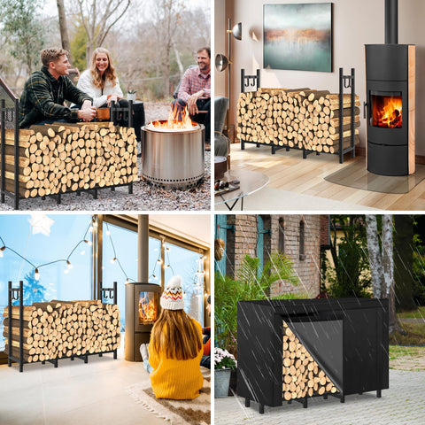 LifeisLuck indoor-outdoor firewood rack use for fireplace and patio