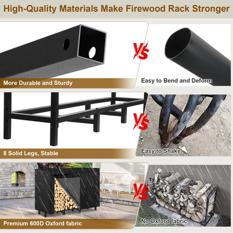 LifeisLuck UV-resistant 600D Oxford cover over logs for all-weather protection
