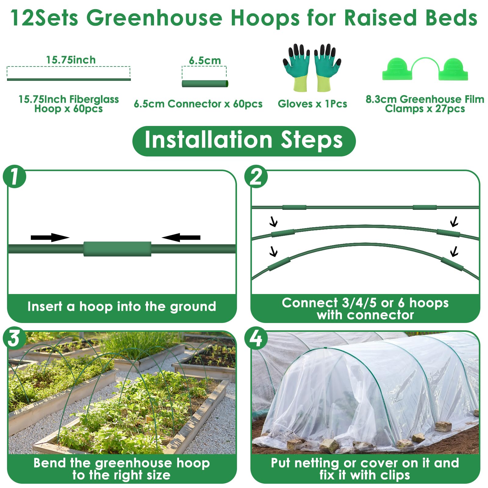 LifeisLuck raised-bed tunnel setup demonstrates quick 5-minute assembly with included clips.