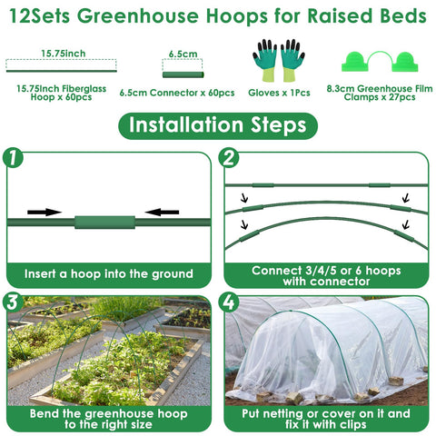 LifeisLuck raised-bed tunnel setup demonstrates quick 5-minute assembly with included clips.