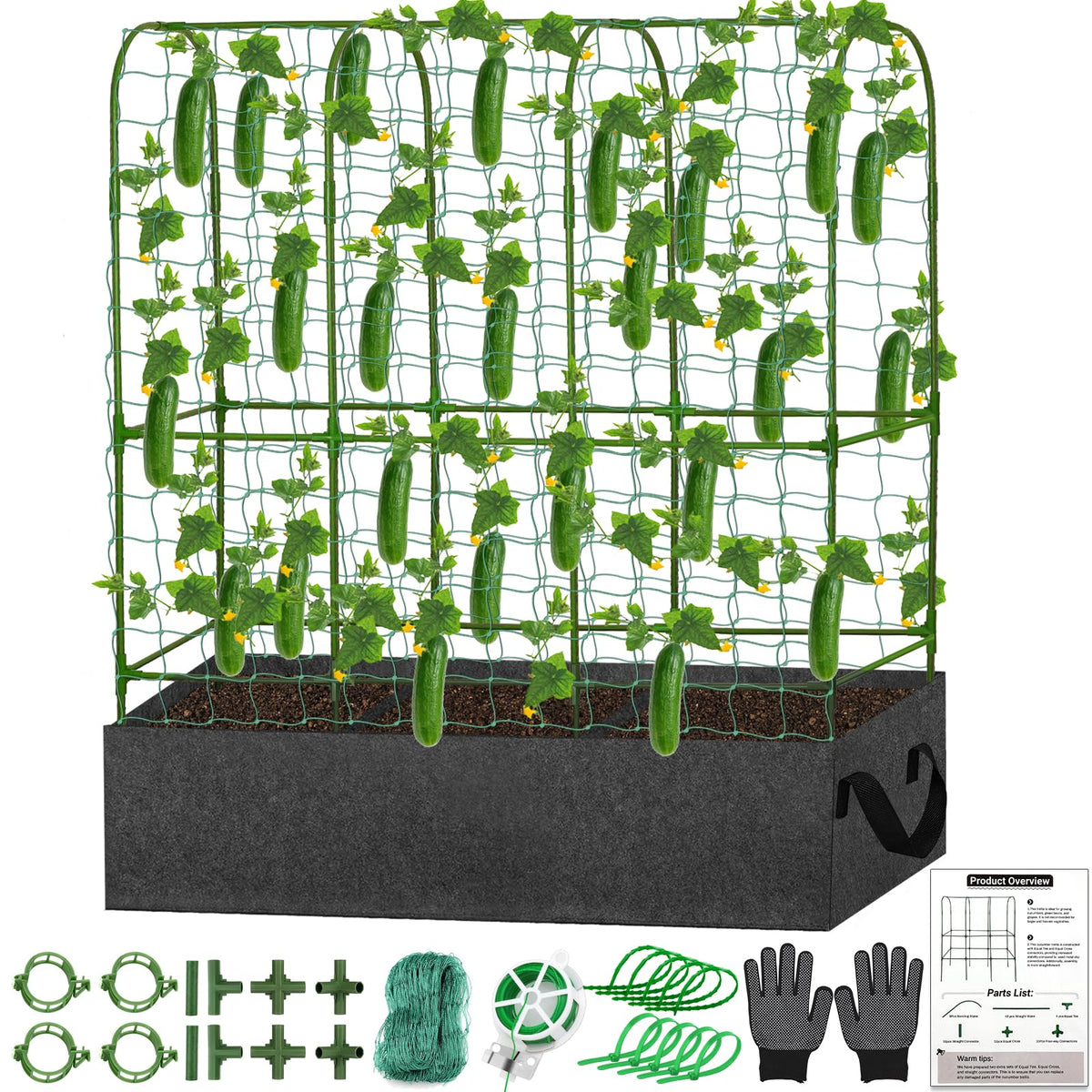 LifeisLuck U-Shape Cucumber Trellis 65x50 provides sturdy vertical support for climbing plants.