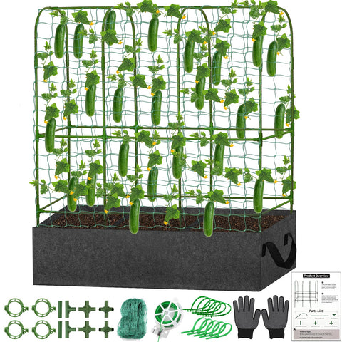 LifeisLuck U-Shape Cucumber Trellis 65x50 provides sturdy vertical support for climbing plants.