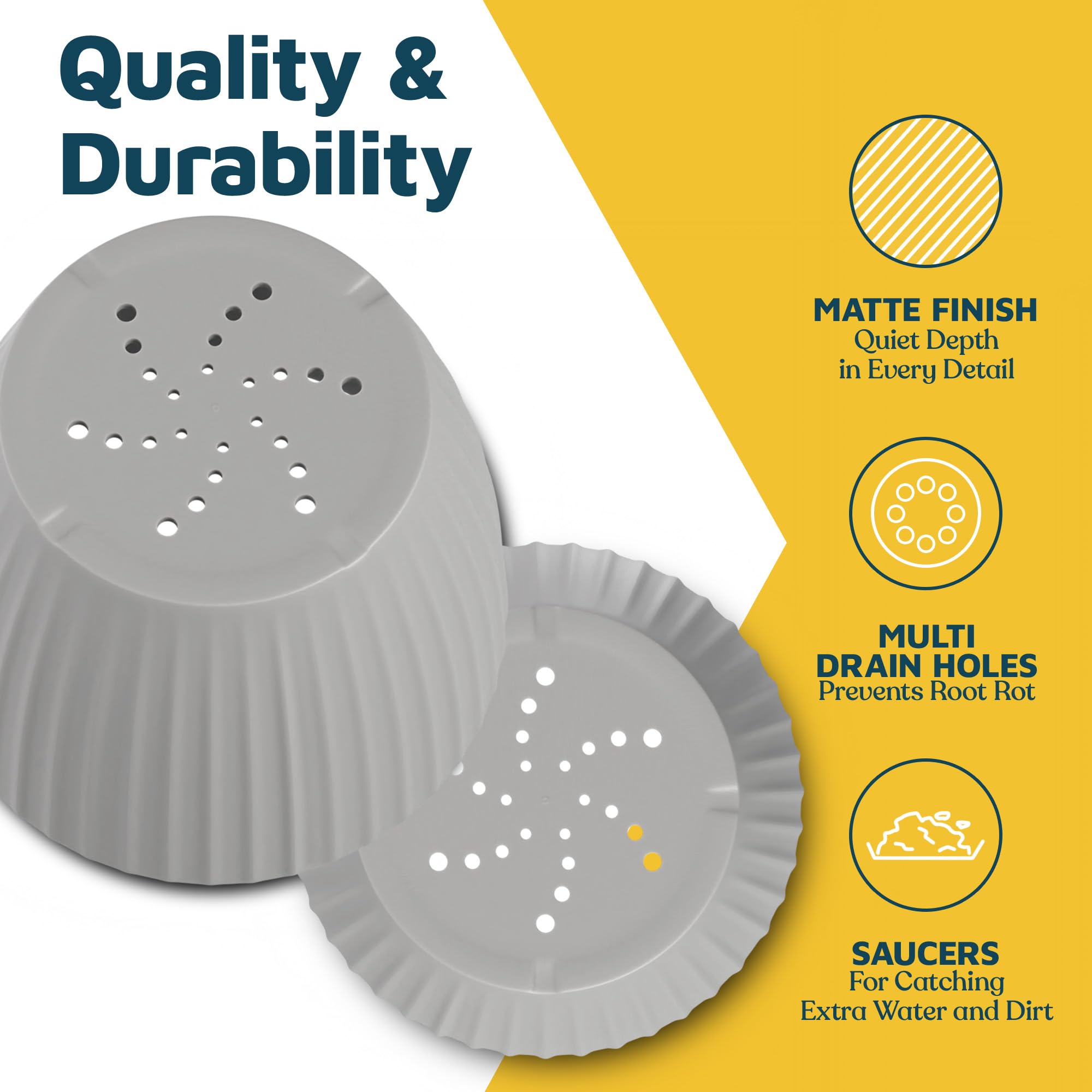Lifemaster gray 6-inch pot for herbs and edible plants.