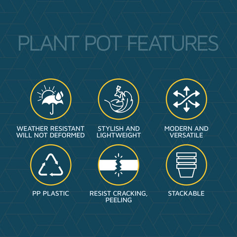 Lifemaster gray 6-inch pot outside on patio, weatherproof and durable.