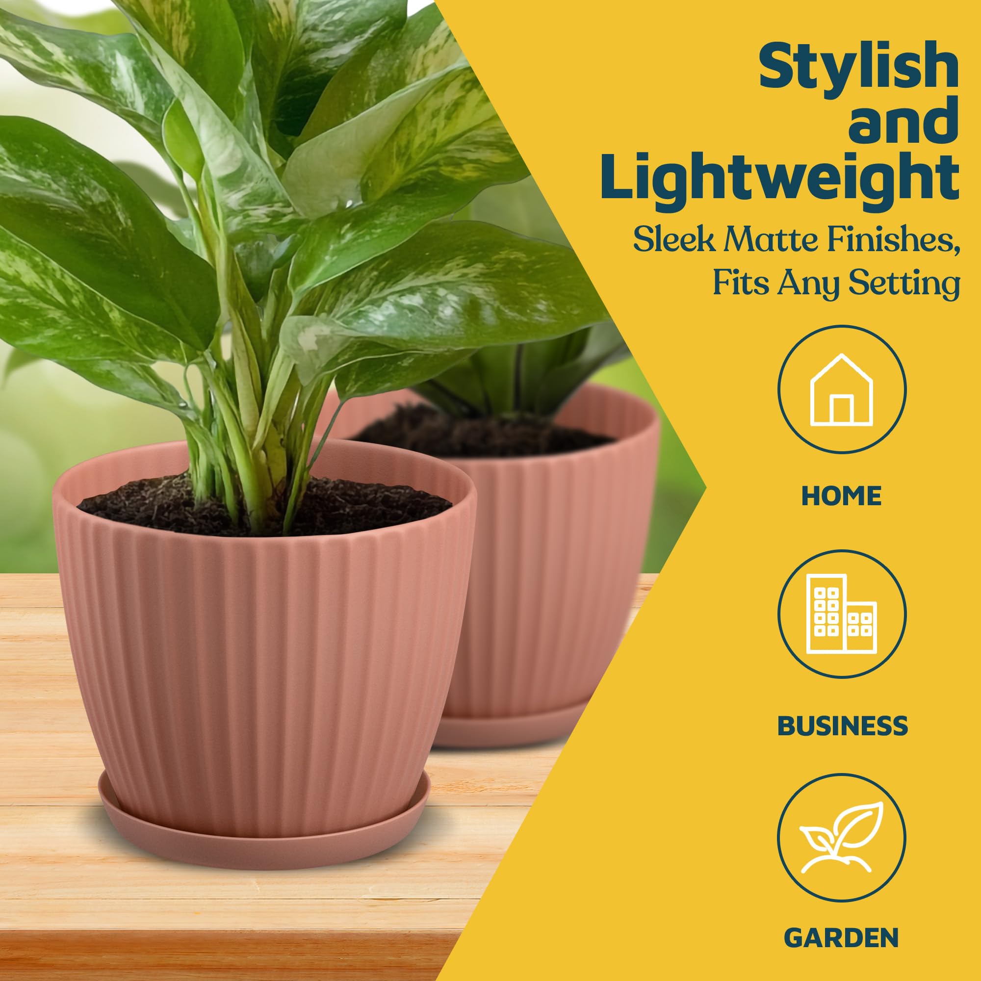 Lifemaster pink indoor-outdoor plant pot on a sunny windowsill.