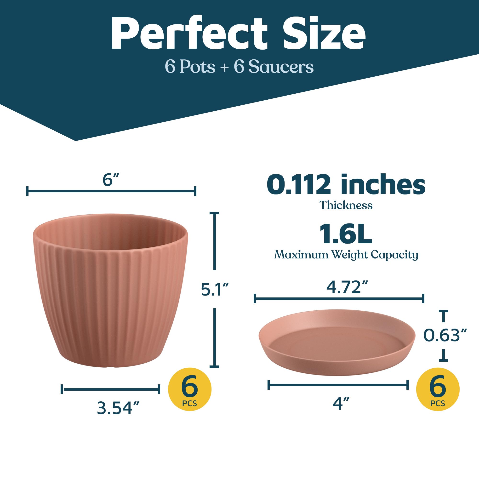 Lifemaster pink stackable 6-inch plant pot for compact storage.