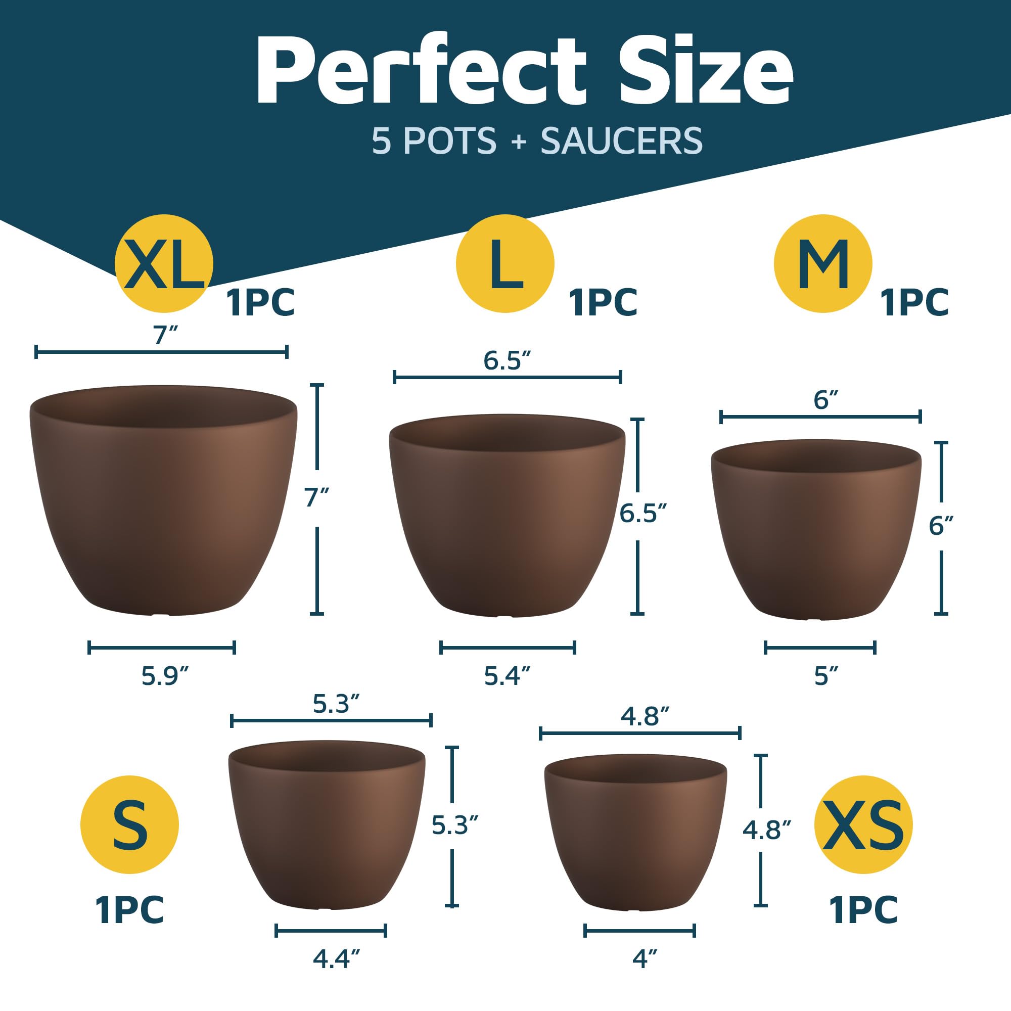 Lifemaster five-size set enables versatile indoor and outdoor planting.