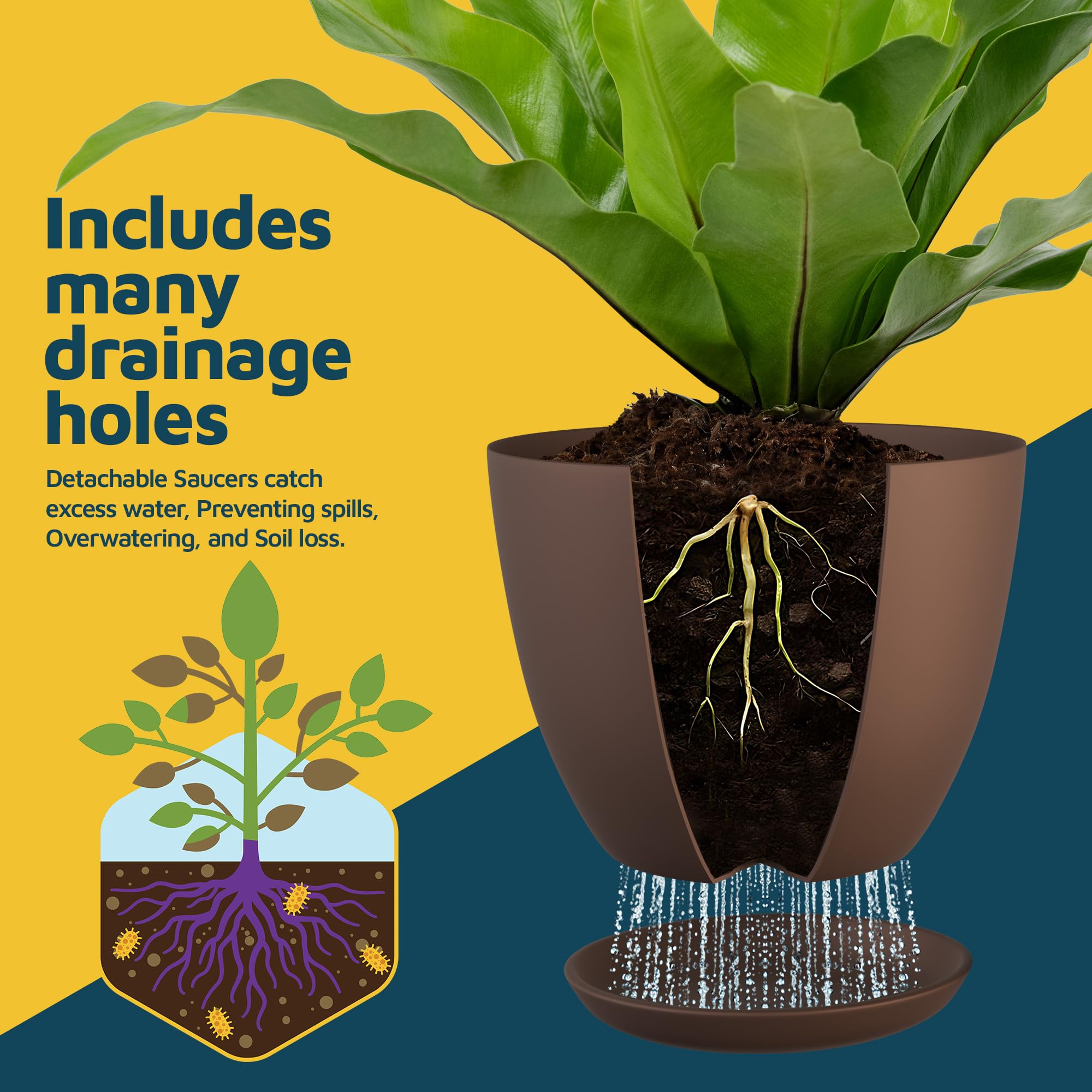 Lifemaster planters suit herbs, succulents, orchids, and greenery indoors or outdoors.