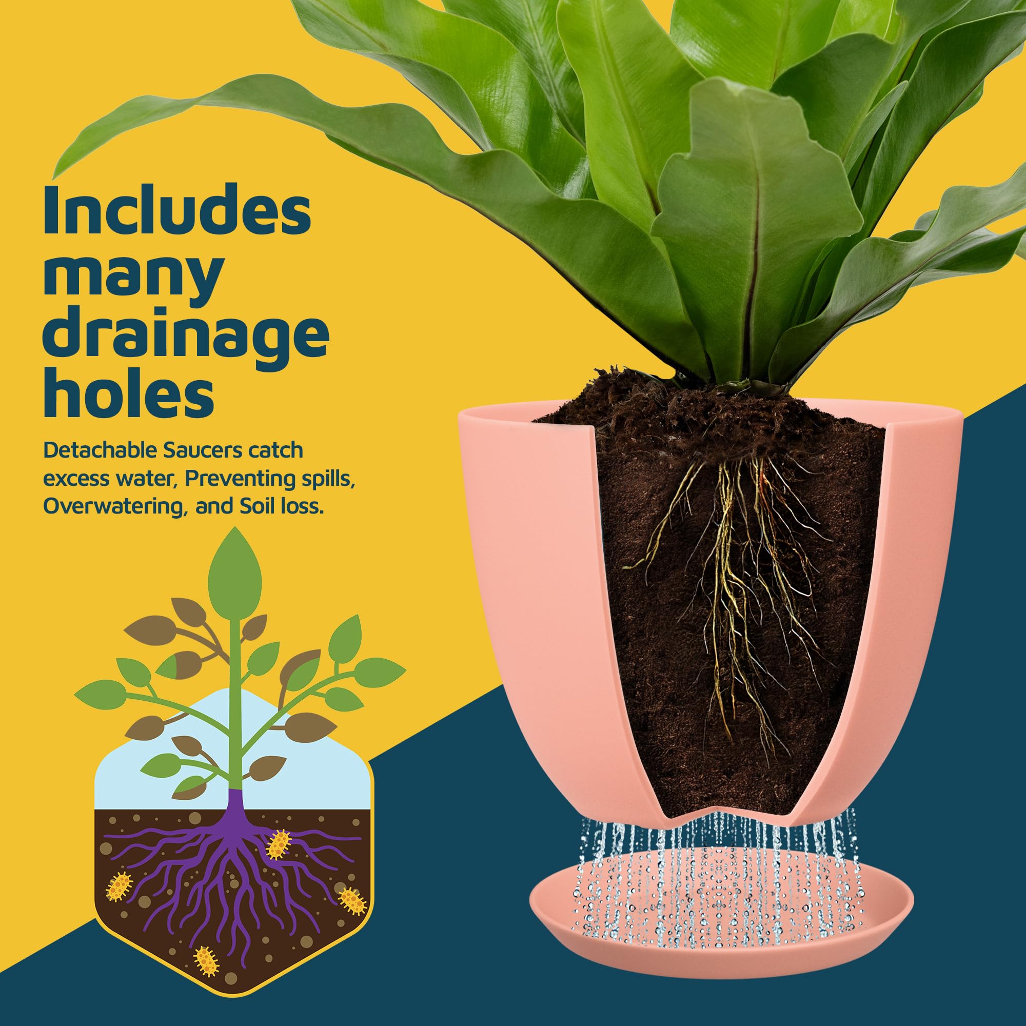 Lifemaster planter pots with a modern pink finish for contemporary decor.